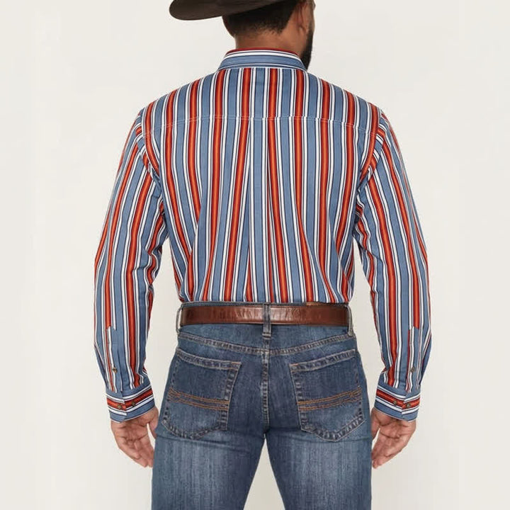 Rodeo-Arbeitshemd für Herren mit diagonalen Streifen, langärmlig - image 3