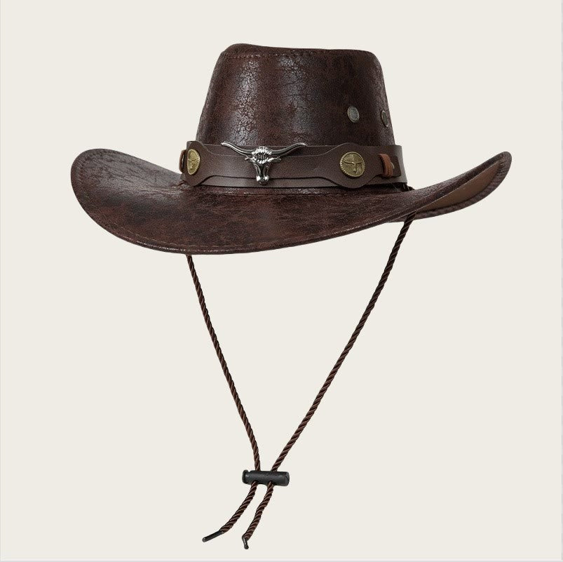 Vintage-Sonnenhut im amerikanischen Stil für draußen, Cowboy-Stil - Dunkler Kaffee - M (22"-22 7/8") - image 1