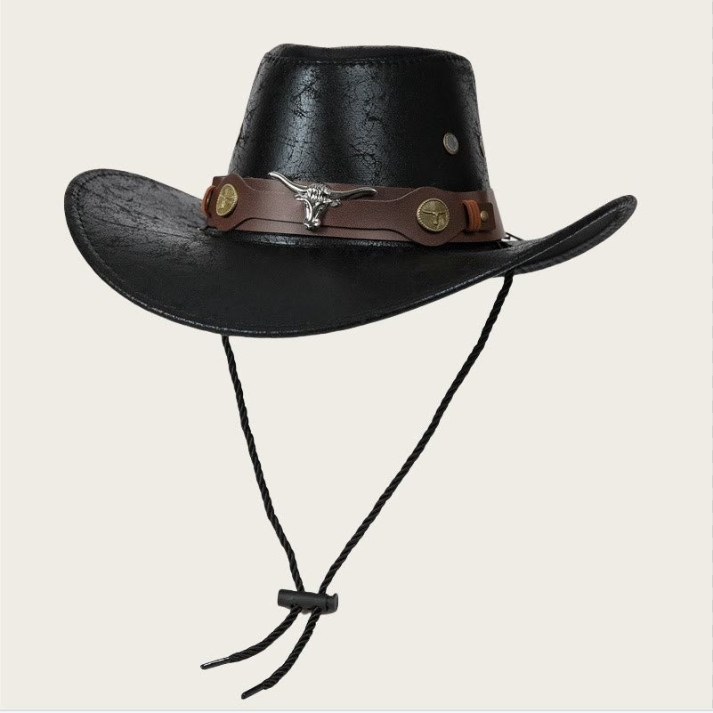 Vintage-Sonnenhut im amerikanischen Stil für draußen, Cowboy-Stil - Schwarz - M (22"-22 7/8") - image 3