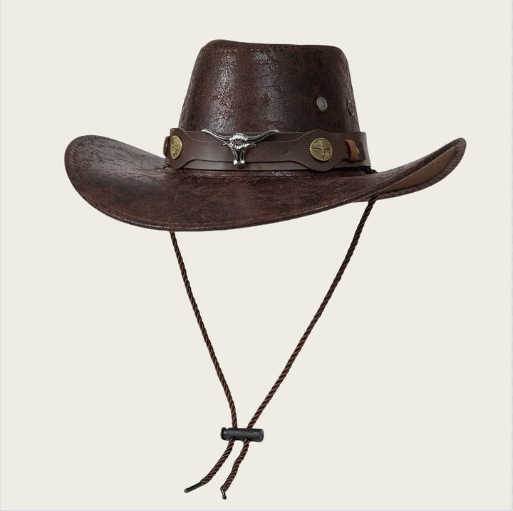 Vintage-Sonnenhut im amerikanischen Stil für draußen, Cowboy-Stil - Dunkler Kaffee - M (22"-22 7/8") - image 1