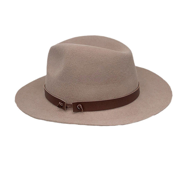 Vintage-Fedora-Hut aus Wollfilz für Herren mit Lederband - Kamel - Verstellbar (22 7/8"-23 5/8") - image 0