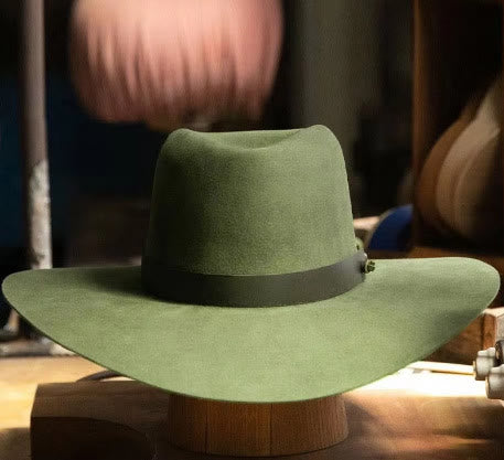 Vintage-Fedora-Hut aus Wollfilz für Herren mit Lederband - Armeegrün - Verstellbar (22 7/8"-23 5/8") - image 3