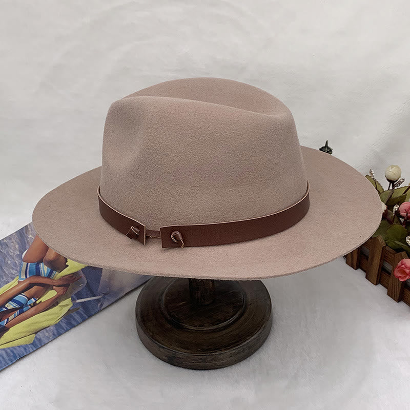 Vintage-Fedora-Hut aus Wollfilz für Herren mit Lederband - image 1