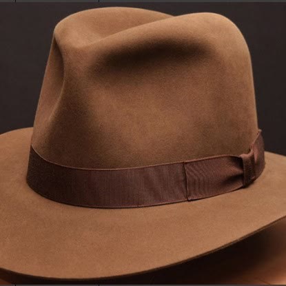 Vintage-Woll-Fedora im Western-Stil mit Schleifenbesatz - Dunkelbraun & Kaffeefarbenes dünnes Band - Verstellbar (22 7/8"-23 5/8") - image 0