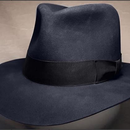 Vintage-Woll-Fedora im Western-Stil mit Schleifenbesatz - Marineblau & Schwarz, breites Band - Verstellbar (22 7/8"-23 5/8") - image 2