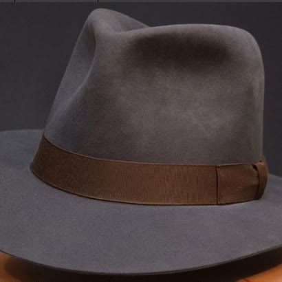 Vintage-Woll-Fedora im Western-Stil mit Schleifenbesatz - Haze Blue & Coffee Thin Band - Verstellbar (22 7/8"-23 5/8") - image 1