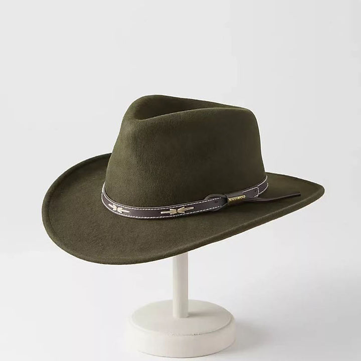 Herren-Zylinder im Western-Cowboy-Stil aus Wolle - Olivgrün - Verstellbar (22 1/2"-23 1/4") - image 1