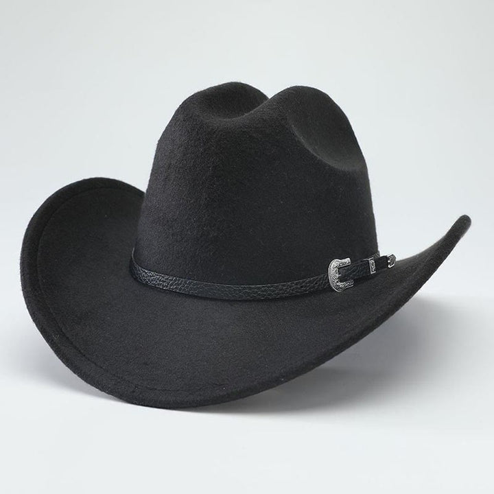 Retro-Zylinder im klassischen Western-Stil mit breiter Krempe - Schwarz - M (22"-22 7/8") - image 0