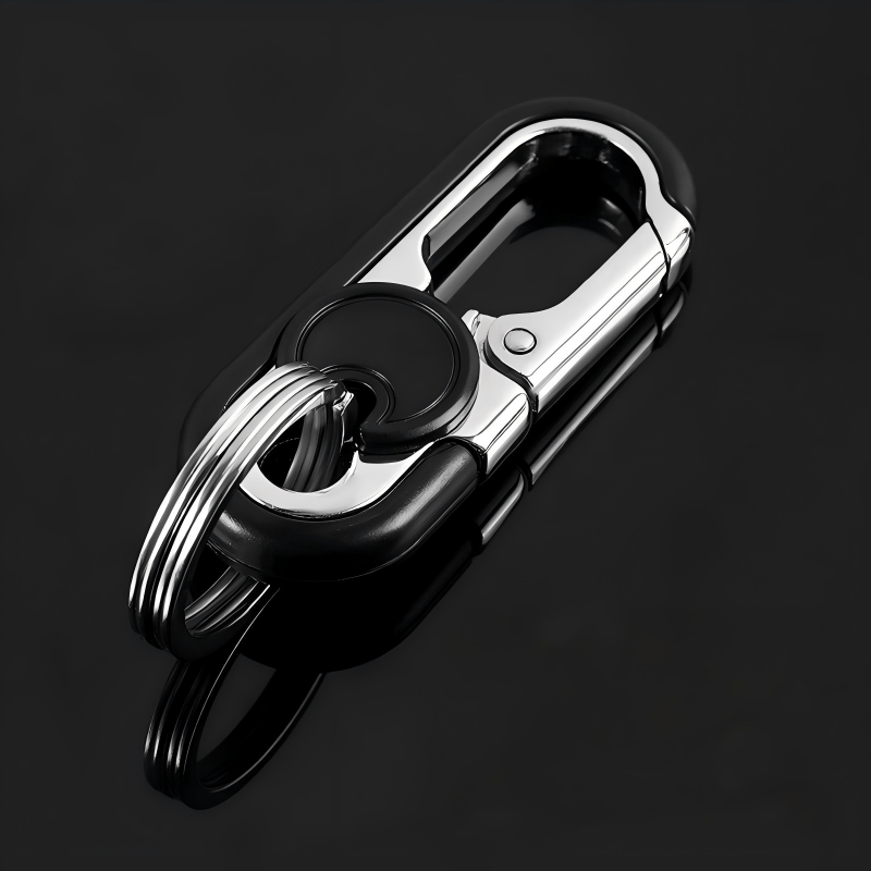 Kreativer Doppelring-Schlüsselanhänger aus Metall zum Umhängen am Auto - Schwarz - image 1