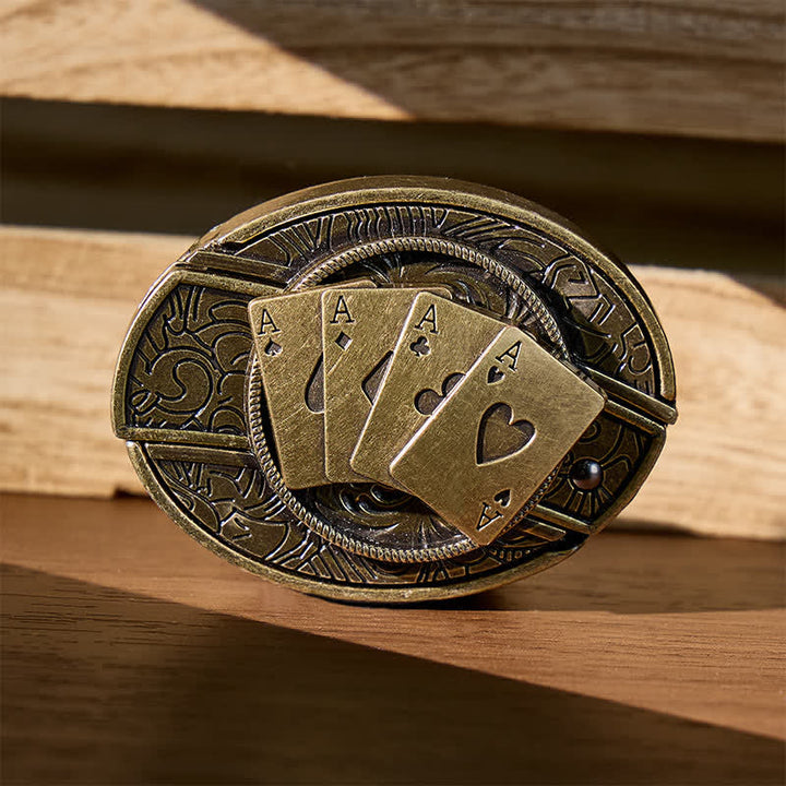 Four Aces Poker DIY Verstecktes Klappmesser Schnalle Ledergürtel - Bronze Poker - Ohne Gürtel - Nicht im Lieferumfang enthalten: Gürtel - image 0