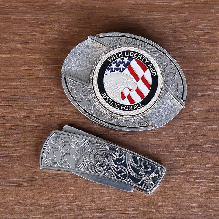 Liberty & Justice DIY Verstecktes Klappmesser Ledergürtel mit Adlerschnalle - image 2