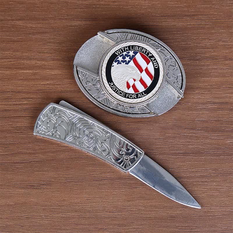 Liberty & Justice DIY Verstecktes Klappmesser Ledergürtel mit Adlerschnalle - image 1
