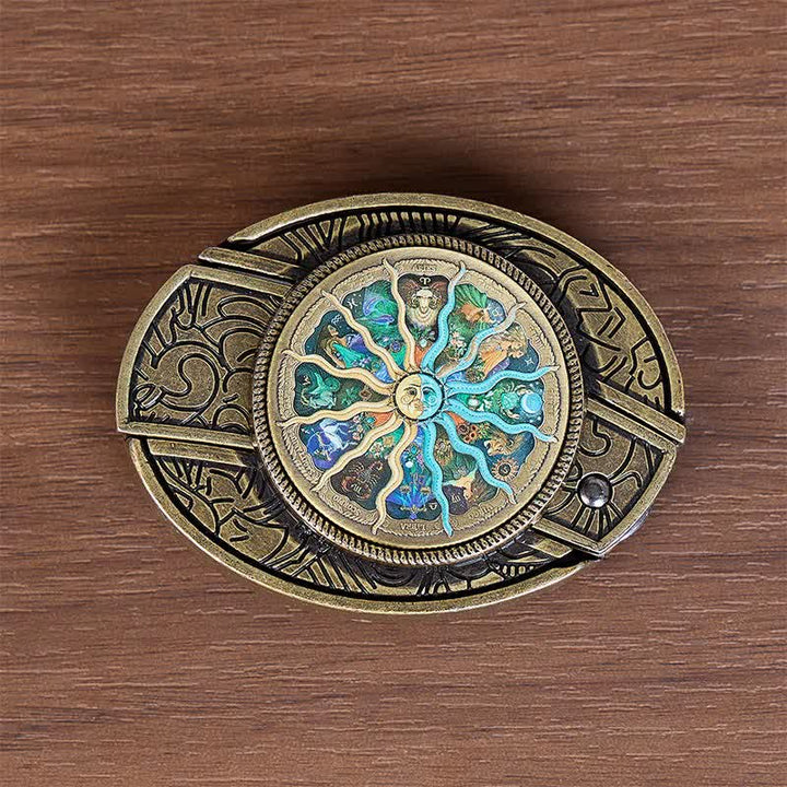 Bronzener Astrologie-Tidiac DIY Verstecktes Klappmesser Schnalle Ledergürtel - image 9