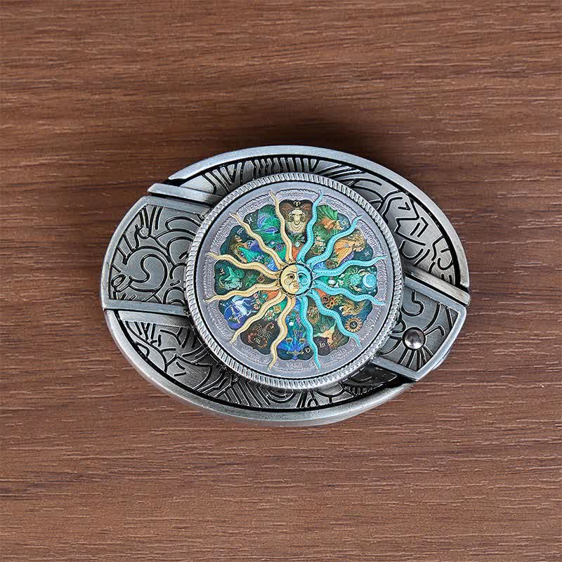 Silberner Astrologie-Tidiac DIY Verstecktes Klappmesser Schnalle Ledergürtel - image 10