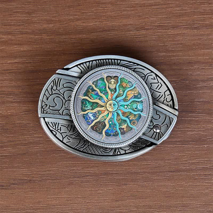 Silberner Astrologie-Tidiac DIY Verstecktes Klappmesser Schnalle Ledergürtel - image 10