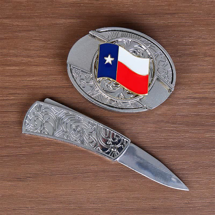 Texas-Staatsflagge DIY Verstecktes Klappmesser Schnalle Ledergürtel - image 1