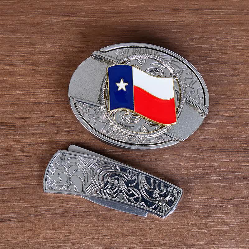 Texas-Staatsflagge DIY Verstecktes Klappmesser Schnalle Ledergürtel - image 9