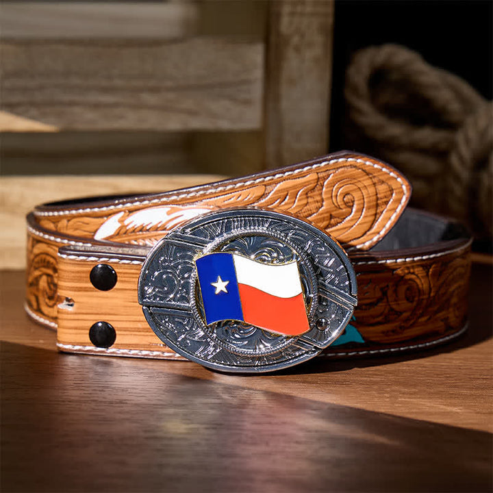 Texas-Staatsflagge DIY Verstecktes Klappmesser Schnalle Ledergürtel - Texas-Staatsflagge - Brauner Federgürtel - 40 - image 7