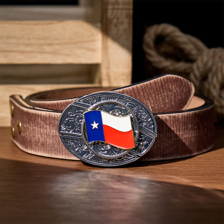Texas-Staatsflagge DIY Verstecktes Klappmesser Schnalle Ledergürtel - Texas-Staatsflagge - Brauner, abgenutzter Gürtel - 42 - image 5
