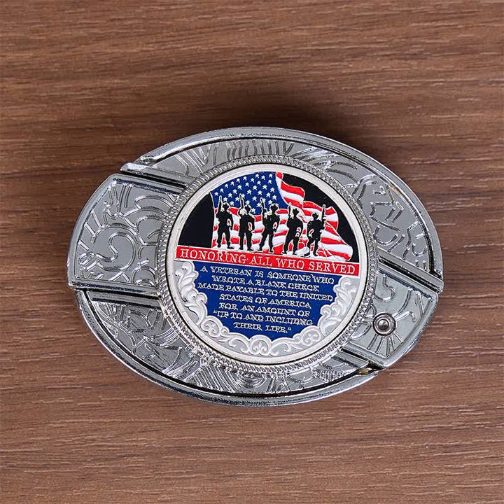 Patriotisches Zitat DIY Verstecktes Klappmesser Flaggenschnalle Ledergürtel - image 8