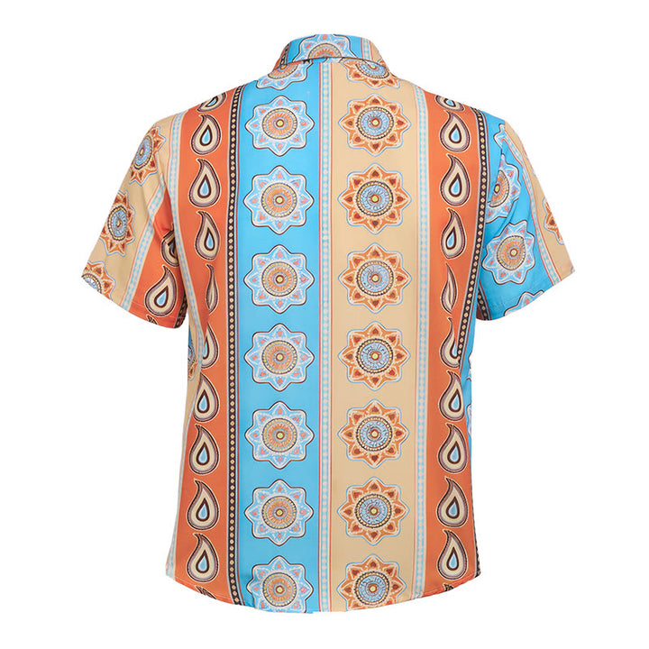 Herrenhemd mit Vintage-Western-Print, kurzen Ärmeln und Knopfleiste - image 10