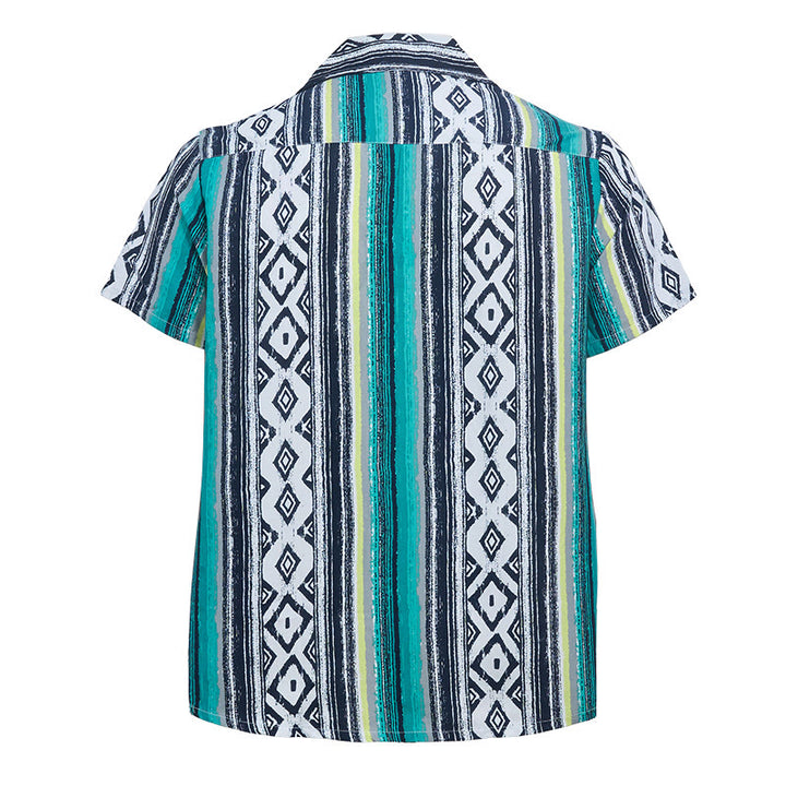 Lässiges Herren-Sommerhemd mit Streifenmuster, kurzen Ärmeln und Knopfleiste - image 9