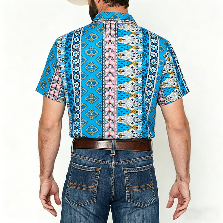 Herren-Sommerhemd mit Western-Grafikprint, Kurzarm - image 2
