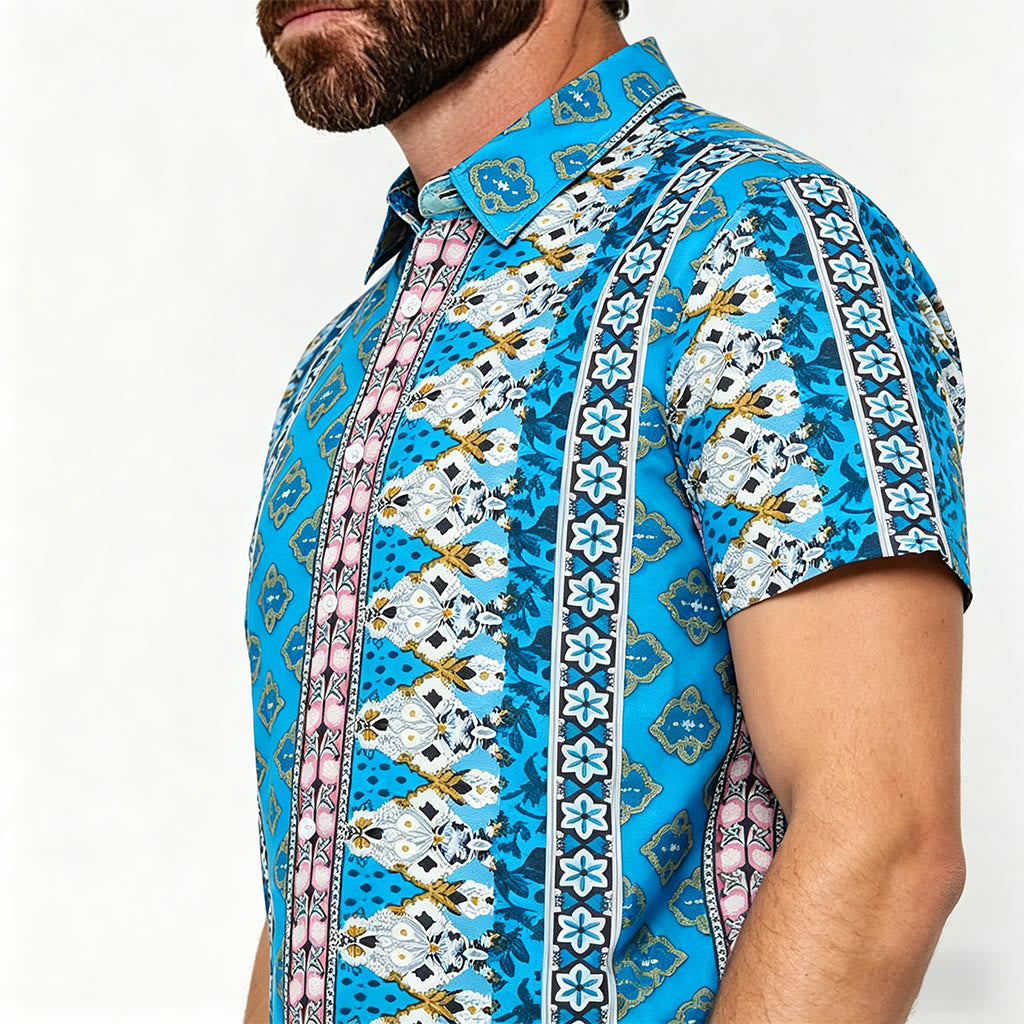 Herren-Sommerhemd mit Western-Grafikprint, Kurzarm - image 3