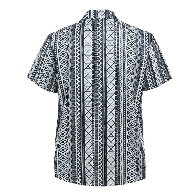 Lässiges Herren-Sommerhemd mit Grafikprint, kurzen Ärmeln und Knopfleiste - image 9