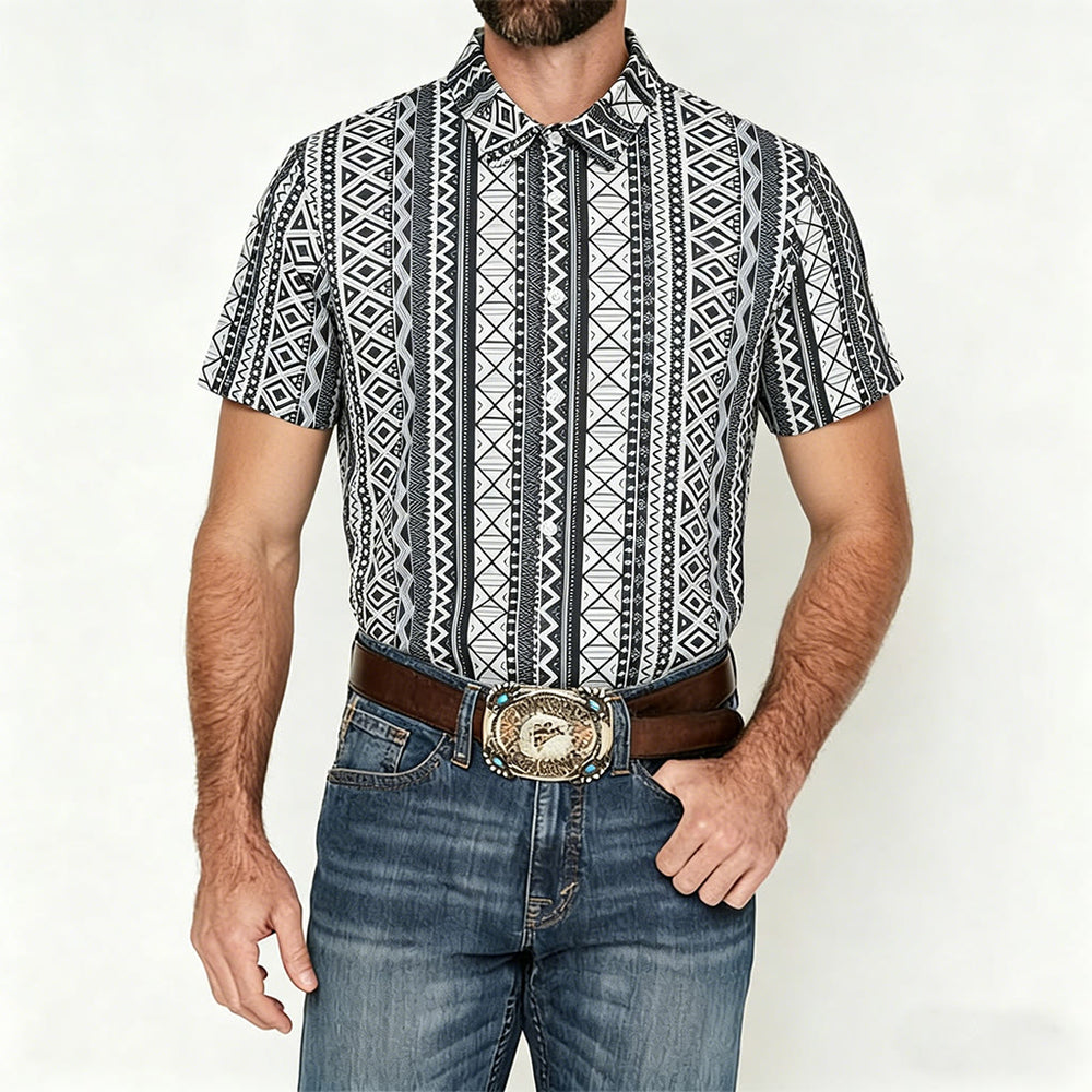 Lässiges Herren-Sommerhemd mit Grafikprint, kurzen Ärmeln und Knopfleiste - image 1