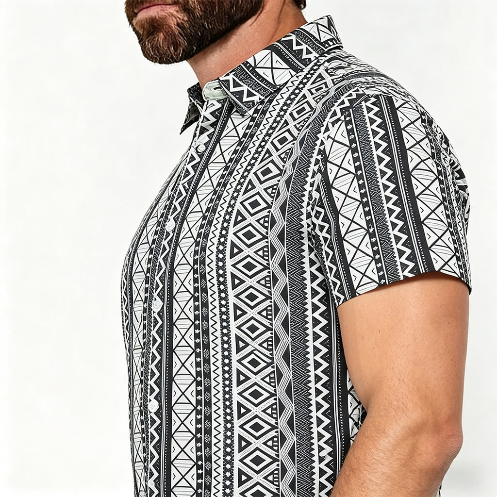 Lässiges Herren-Sommerhemd mit Grafikprint, kurzen Ärmeln und Knopfleiste - image 3
