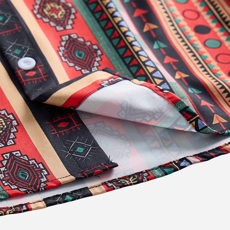 Herrenmode Western-Freizeithemd mit Tribal-Streifenmuster, Kurzarm - image 4