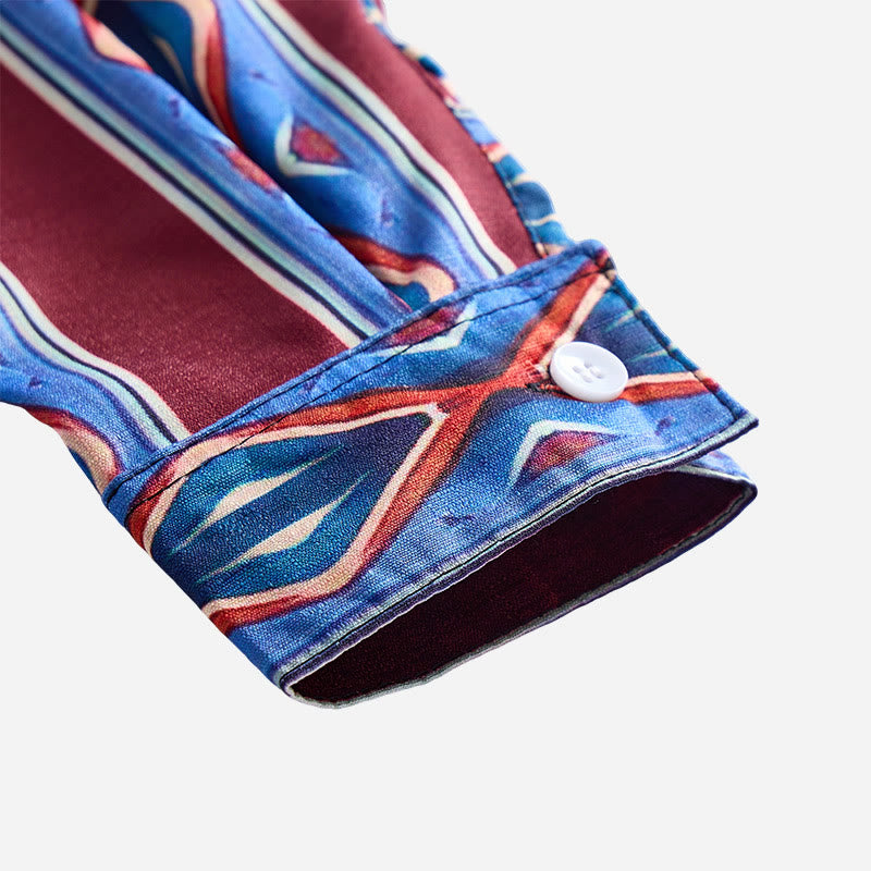 Retro-Cowboyhemd für Herren, rot-blau gestreift, langärmelig - image 5