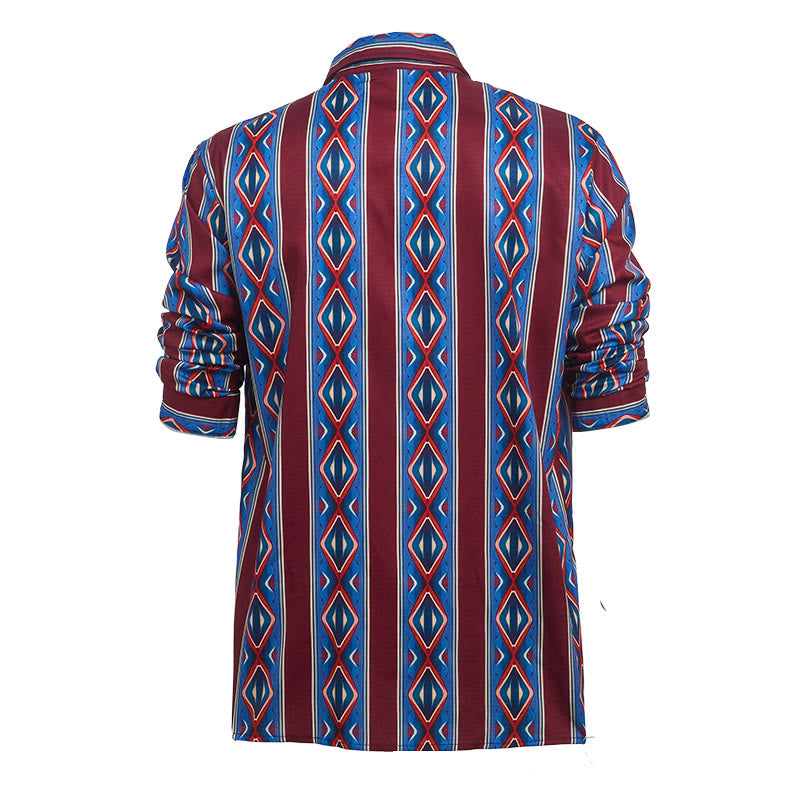 Retro-Cowboyhemd für Herren, rot-blau gestreift, langärmelig - image 9