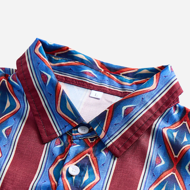 Retro-Cowboyhemd für Herren, rot-blau gestreift, langärmelig - image 7