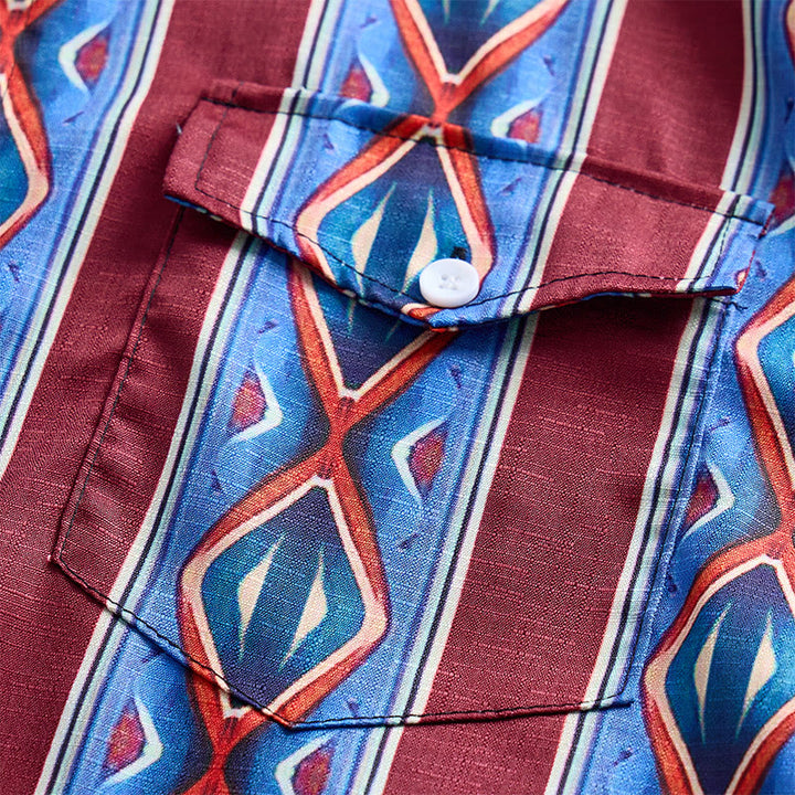 Retro-Cowboyhemd für Herren, rot-blau gestreift, langärmelig - image 6