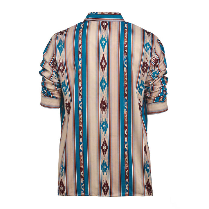 Herren-Freizeithemd mit Vintage-Western-Streifenmuster und langen Ärmeln - image 10