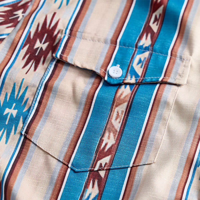 Herren-Freizeithemd mit Vintage-Western-Streifenmuster und langen Ärmeln - image 7