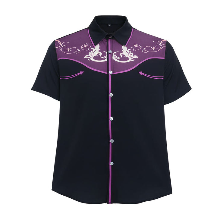 Herren-Kurzarmhemd im Western-Stil mit Print und Knopfleiste - image 21
