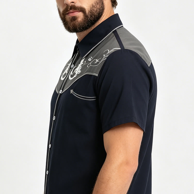 Herren-Kurzarmhemd im Western-Stil mit Print und Knopfleiste - image 9
