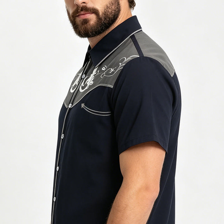 Herren-Kurzarmhemd im Western-Stil mit Print und Knopfleiste - image 9