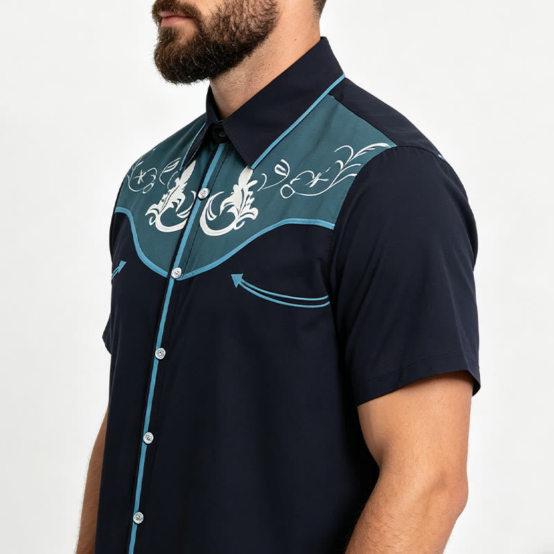 Herren-Kurzarmhemd im Western-Stil mit Print und Knopfleiste - image 2