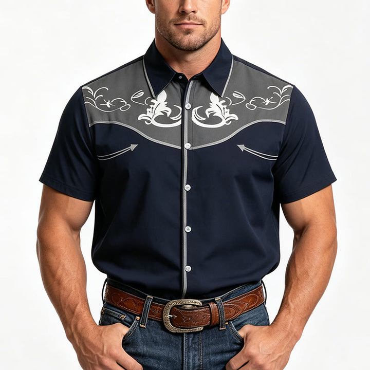 Herren-Kurzarmhemd im Western-Stil mit Print und Knopfleiste - image 8