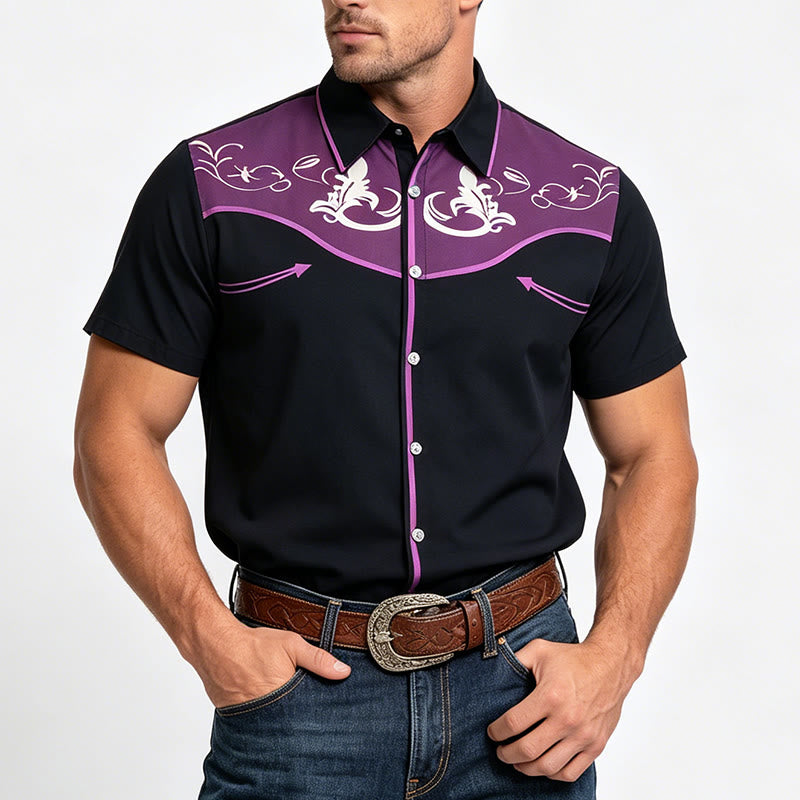 Herren-Kurzarmhemd im Western-Stil mit Print und Knopfleiste - image 10