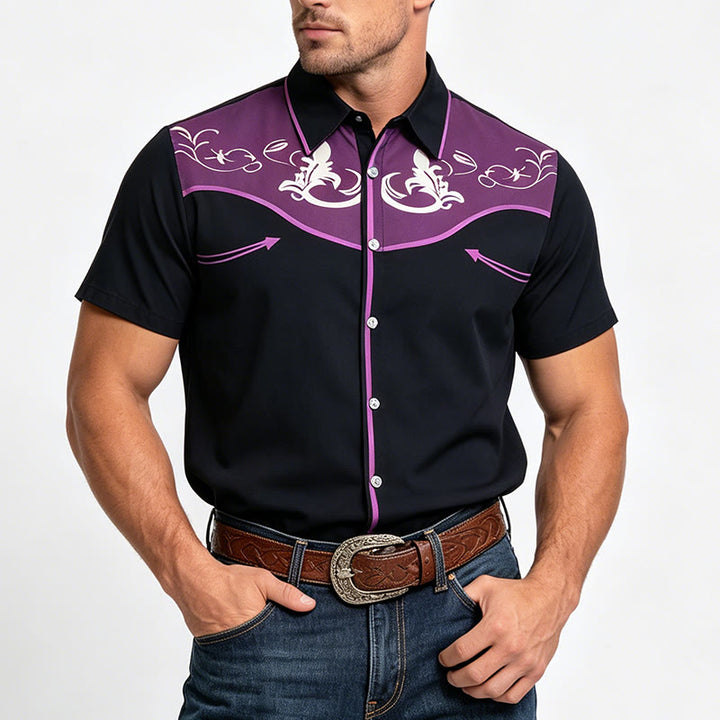 Herren-Kurzarmhemd im Western-Stil mit Print und Knopfleiste - image 10