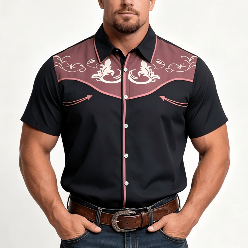 Herren-Kurzarmhemd im Western-Stil mit Print und Knopfleiste - image 6