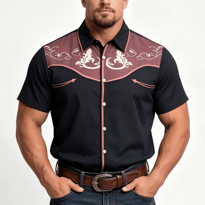 Herren-Kurzarmhemd im Western-Stil mit Print und Knopfleiste - image 6