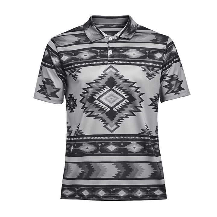 Kurzarm-Freizeit-Poloshirt mit geometrischem Muster für Herren - image 38