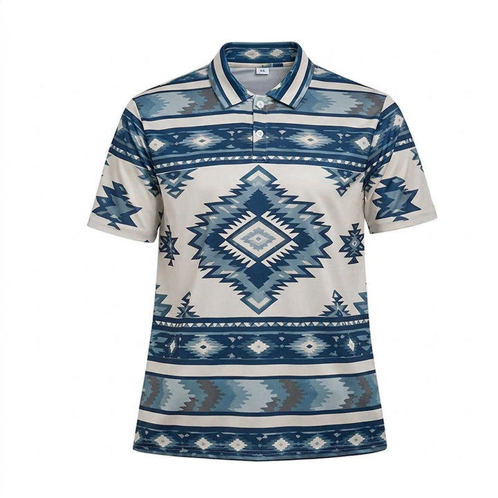Kurzarm-Freizeit-Poloshirt mit geometrischem Muster für Herren - image 36