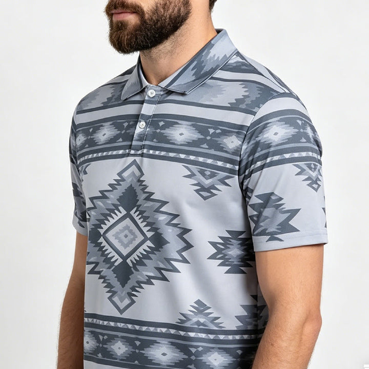 Kurzarm-Freizeit-Poloshirt mit geometrischem Muster für Herren - image 14